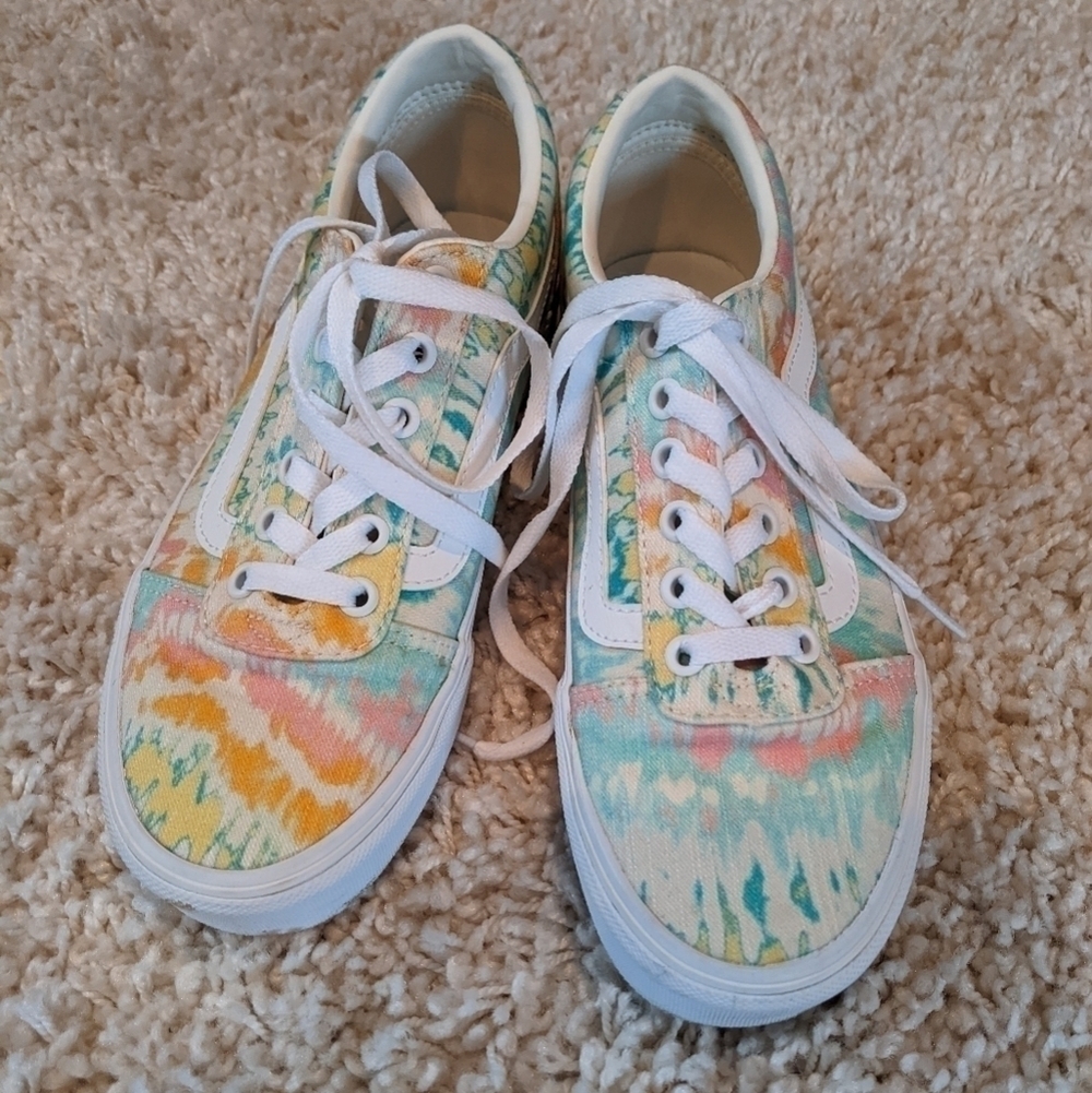 Vans Ward Low Top Sneaker Canvas Psychedelic Tie Dye US Women's Size 6